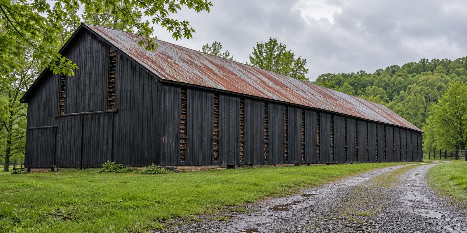 Commercial building with a metal roof seen from the parking lot